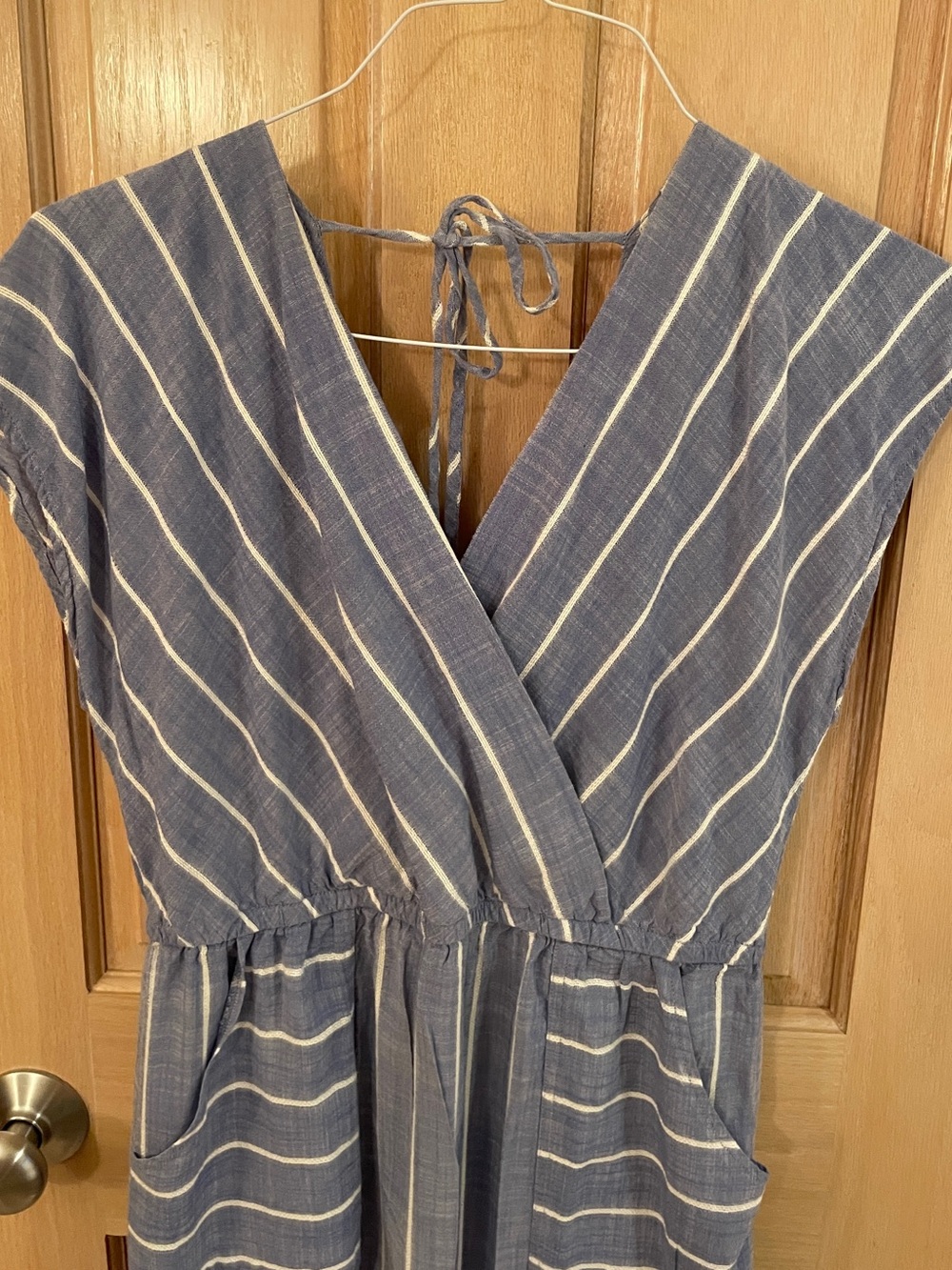 Universal Thread Chambray Blue Striped V-Neck Summer Dress - Picture 7 of 9